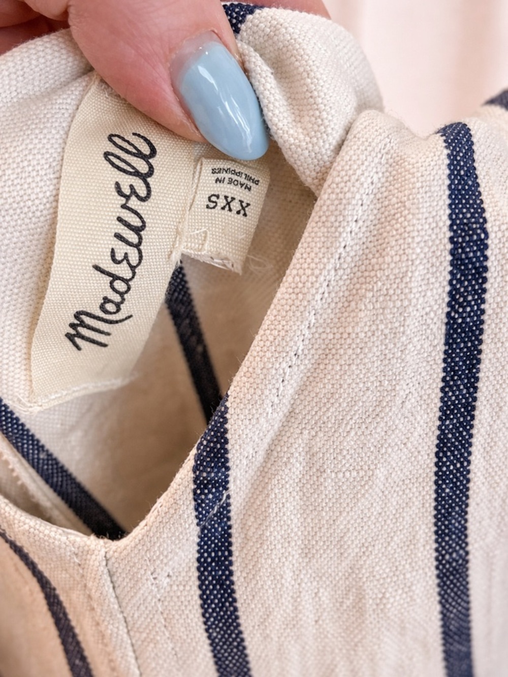 Madewell Striped Linen Blend Jumpsuit XXS | Tie Waist Wide Leg | Structured - Picture 5 of 7